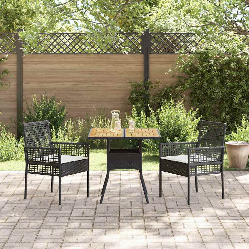 Tuin eettafelset 3 pcs Zwart poly rattan is nu te koop bij PeponiXL, paradijselijk wonen!