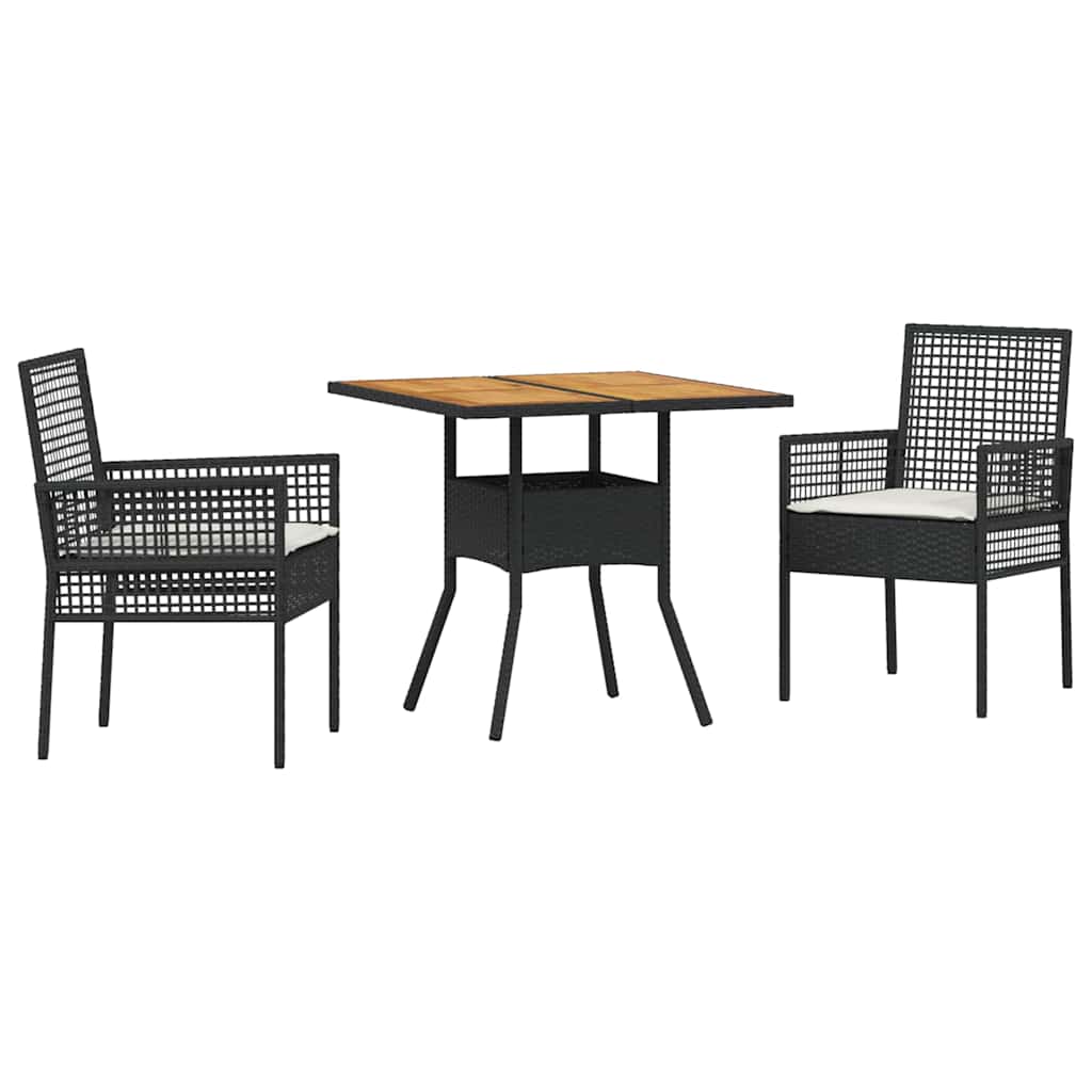 Tuin eettafelset 3 pcs Zwart poly rattan is nu te koop bij PeponiXL, paradijselijk wonen!