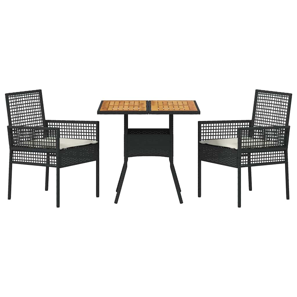 Tuin eettafelset 3 pcs Zwart poly rattan is nu te koop bij PeponiXL, paradijselijk wonen!