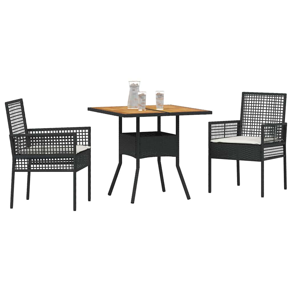 Tuin eettafelset 3 pcs Zwart poly rattan is nu te koop bij PeponiXL, paradijselijk wonen!