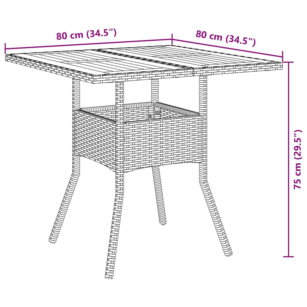 Tuin eettafelset 3 pcs Zwart poly rattan is nu te koop bij PeponiXL, paradijselijk wonen!
