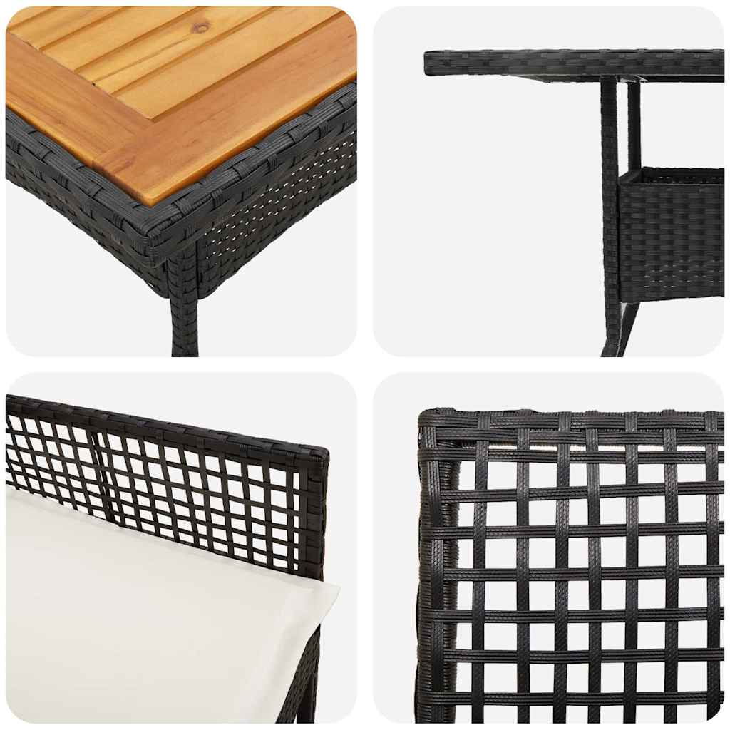 Tuin eettafelset 5 pcs Zwart poly rattan is nu te koop bij PeponiXL, paradijselijk wonen!