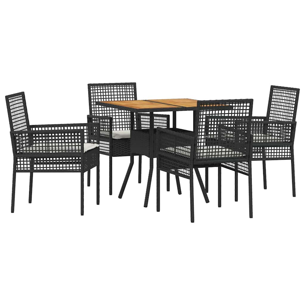 Tuin eettafelset 5 pcs Zwart poly rattan is nu te koop bij PeponiXL, paradijselijk wonen!