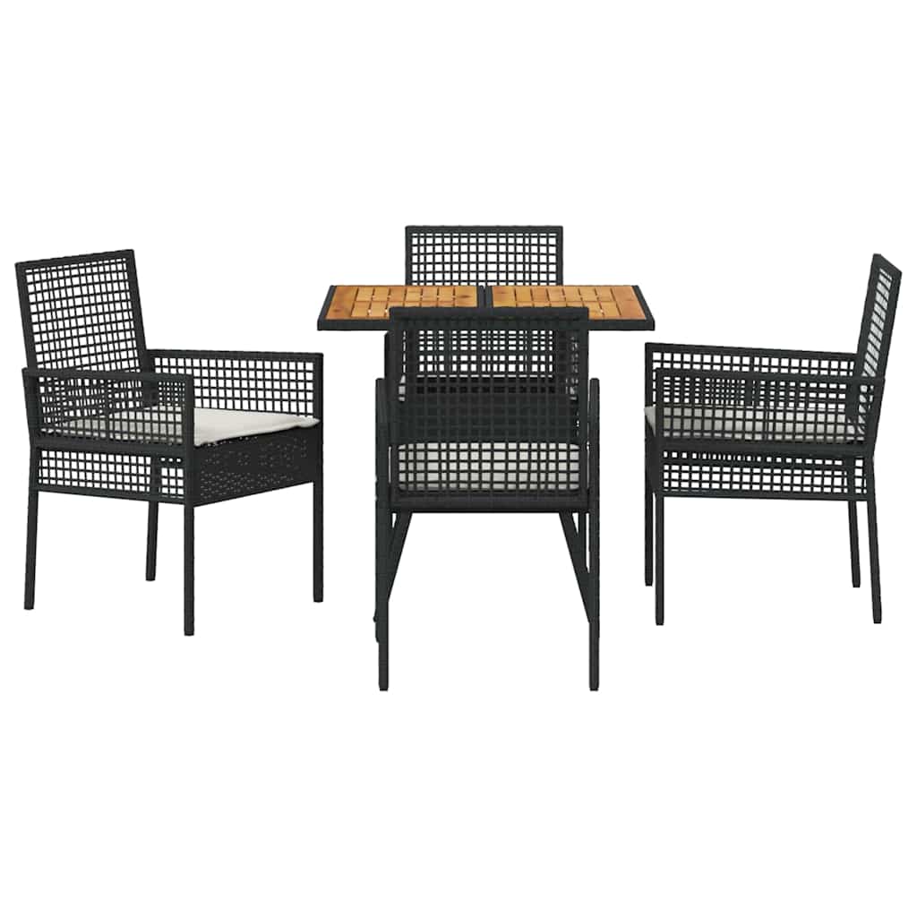 Tuin eettafelset 5 pcs Zwart poly rattan is nu te koop bij PeponiXL, paradijselijk wonen!