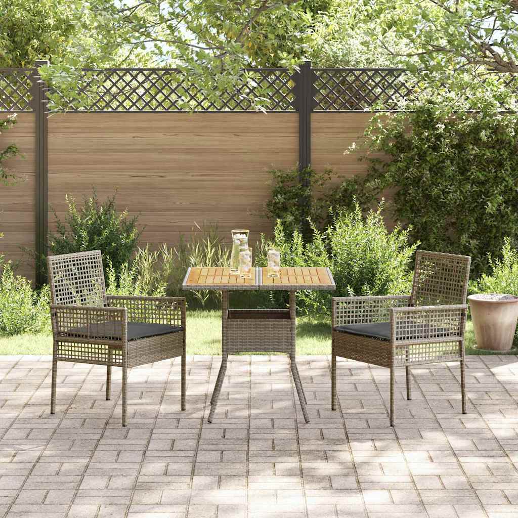 Tuin eettafelset 3 pcs Grijs poly rattan is nu te koop bij PeponiXL, paradijselijk wonen!