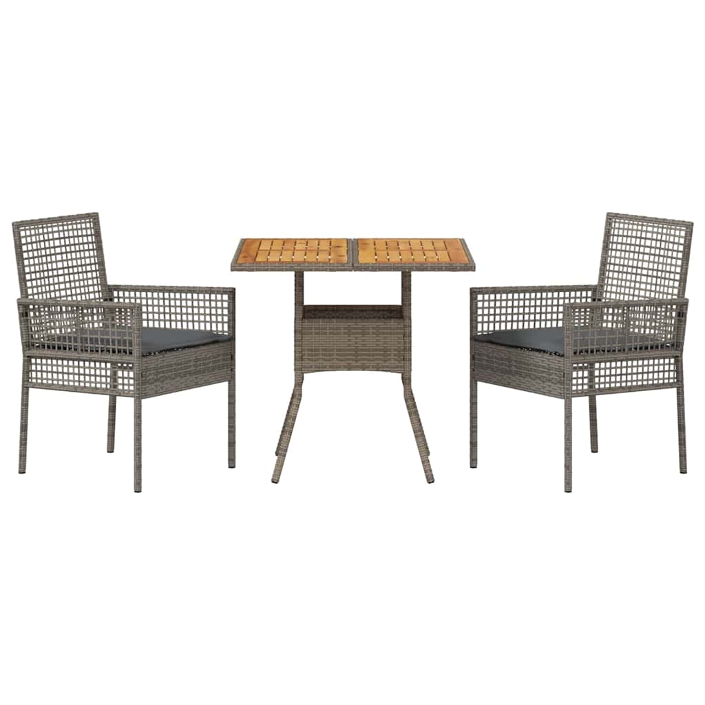Tuin eettafelset 3 pcs Grijs poly rattan is nu te koop bij PeponiXL, paradijselijk wonen!