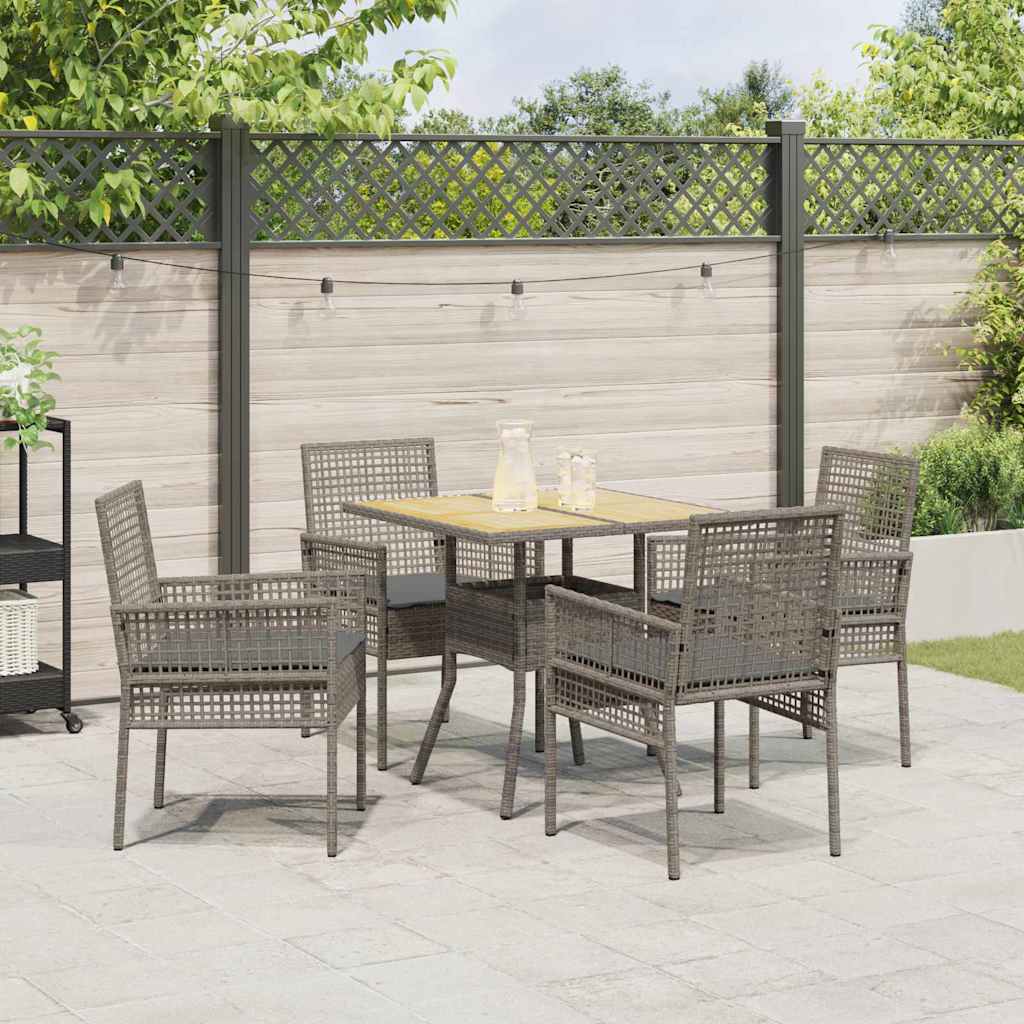 Tuin eettafelset 5 pcs Grijs poly rattan is nu te koop bij PeponiXL, paradijselijk wonen!