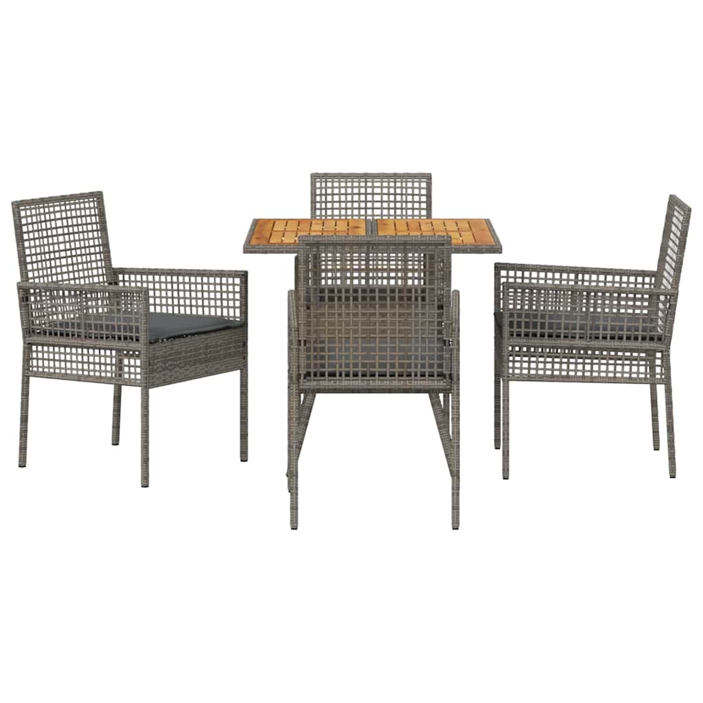Tuin eettafelset 5 pcs Grijs poly rattan is nu te koop bij PeponiXL, paradijselijk wonen!