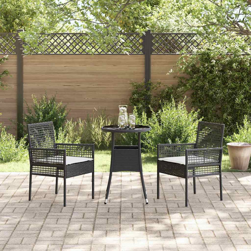 Tuin eettafelset 3 pcs Zwart poly rattan is nu te koop bij PeponiXL, paradijselijk wonen!