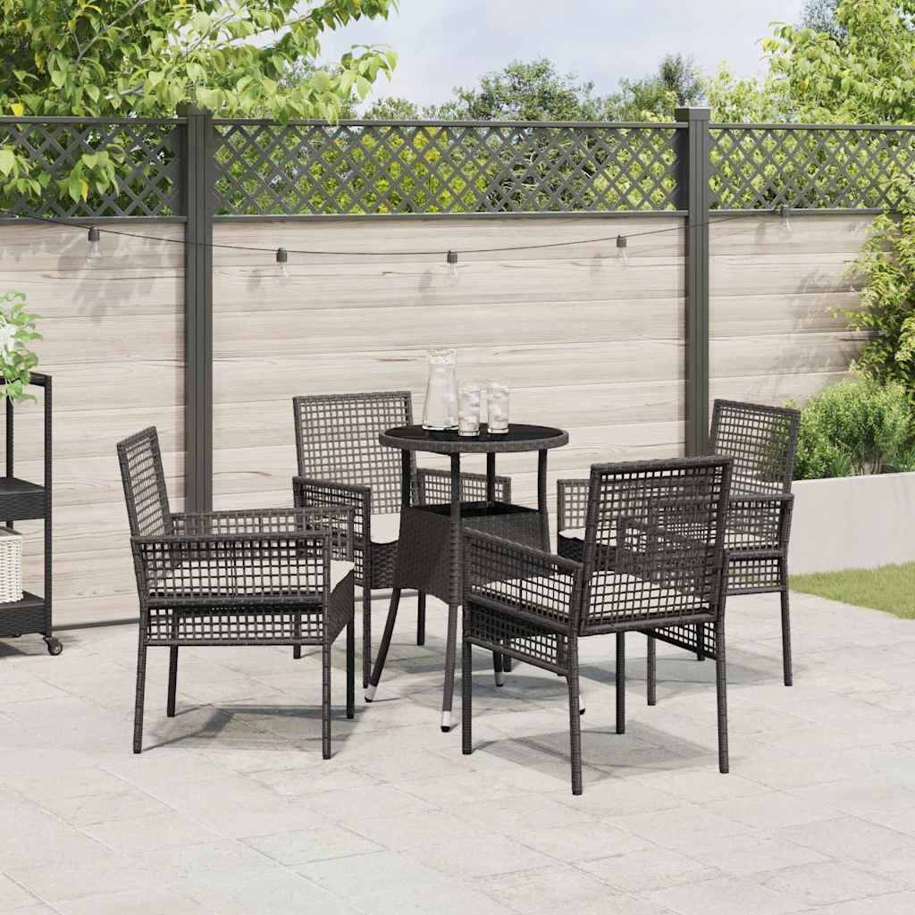 Tuin eettafelset 5 pcs Zwart poly rattan is nu te koop bij PeponiXL, paradijselijk wonen!