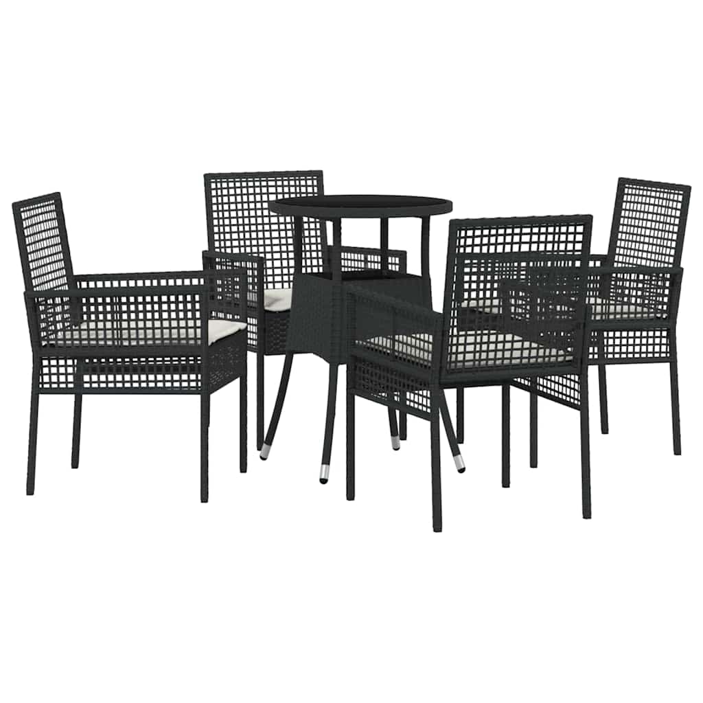 Tuin eettafelset 5 pcs Zwart poly rattan is nu te koop bij PeponiXL, paradijselijk wonen!