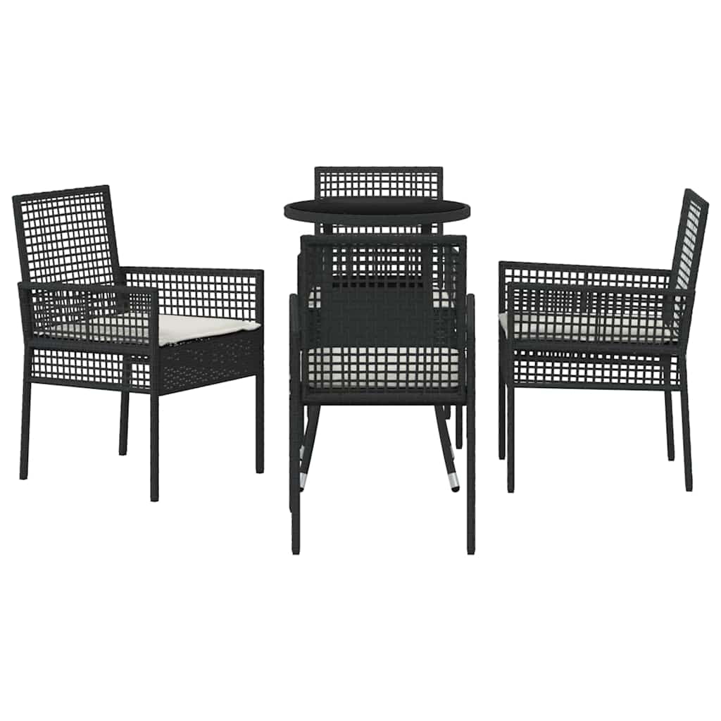 Tuin eettafelset 5 pcs Zwart poly rattan is nu te koop bij PeponiXL, paradijselijk wonen!