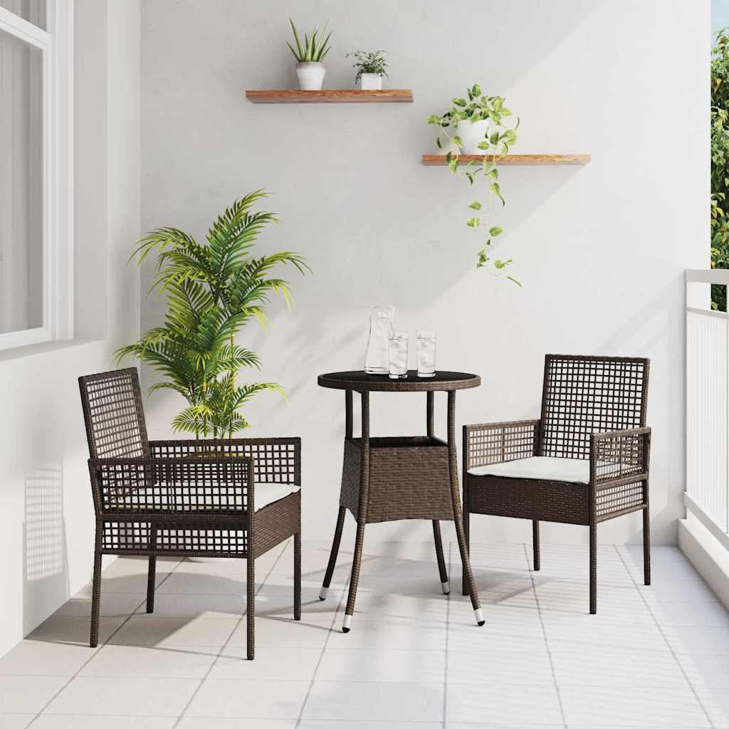 Tuin eettafelset 3 pcs Bruin poly rattan is nu te koop bij PeponiXL, paradijselijk wonen!