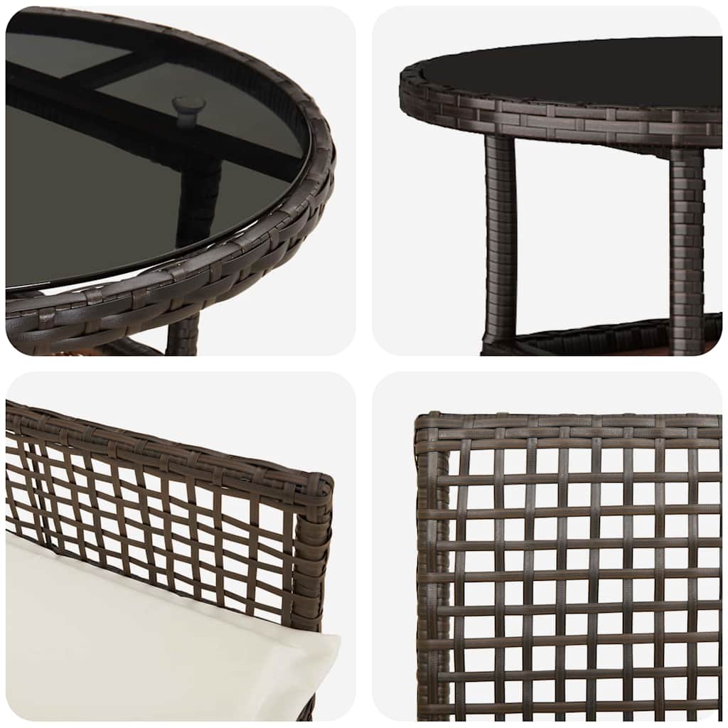 Tuin eettafelset 5 pcs Bruin poly rattan is nu te koop bij PeponiXL, paradijselijk wonen!