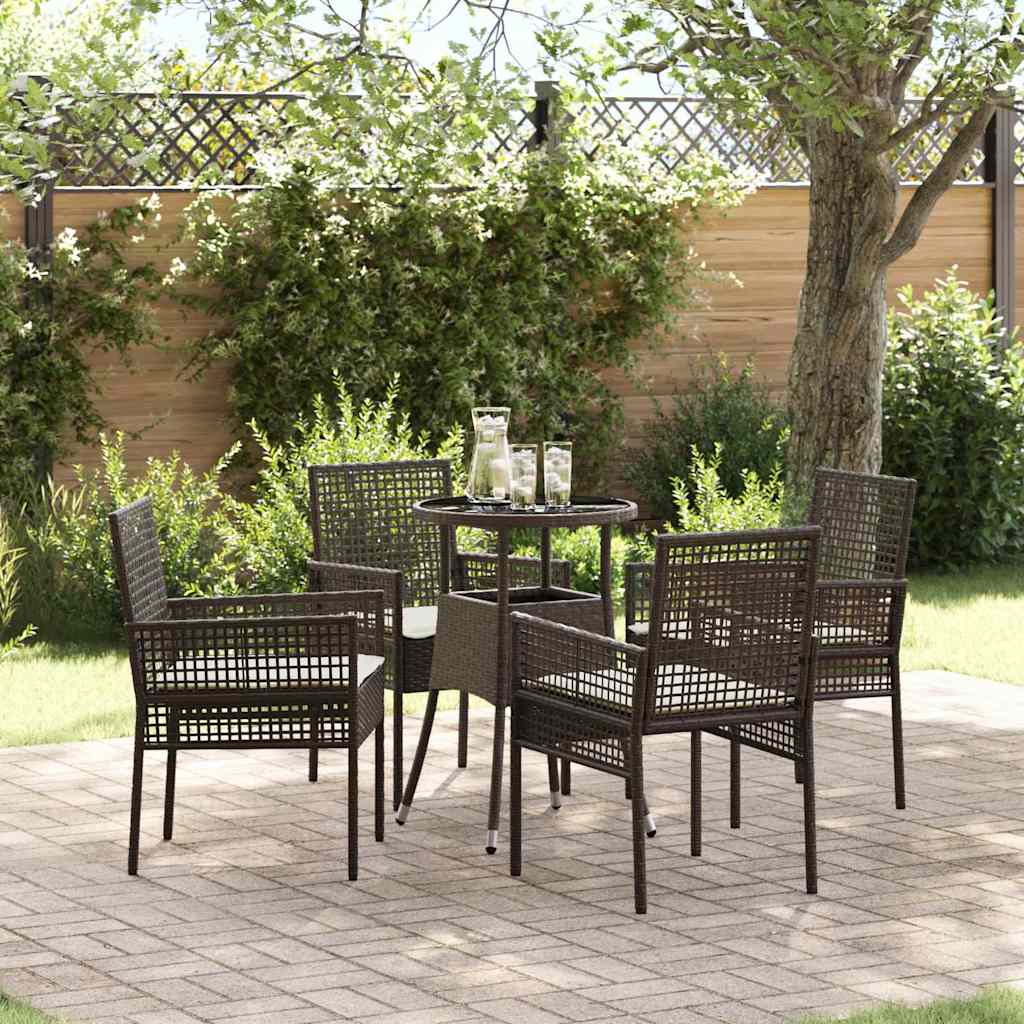 Tuin eettafelset 5 pcs Bruin poly rattan is nu te koop bij PeponiXL, paradijselijk wonen!