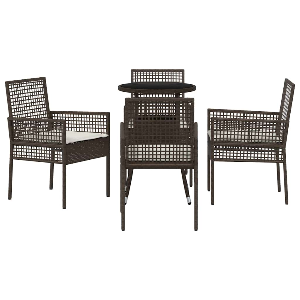 Tuin eettafelset 5 pcs Bruin poly rattan is nu te koop bij PeponiXL, paradijselijk wonen!