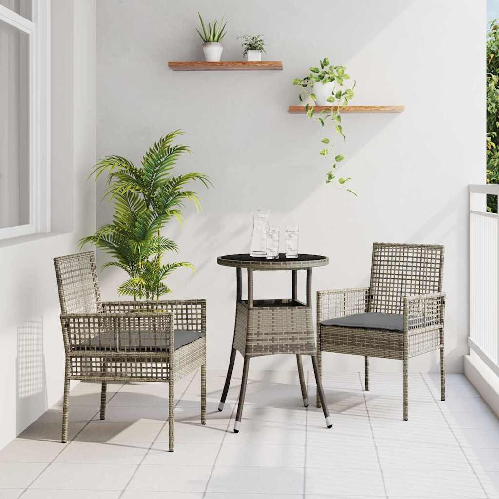 Tuin eettafelset 3 pcs Grijs poly rattan is nu te koop bij PeponiXL, paradijselijk wonen!