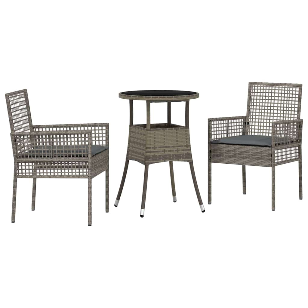 Tuin eettafelset 3 pcs Grijs poly rattan is nu te koop bij PeponiXL, paradijselijk wonen!