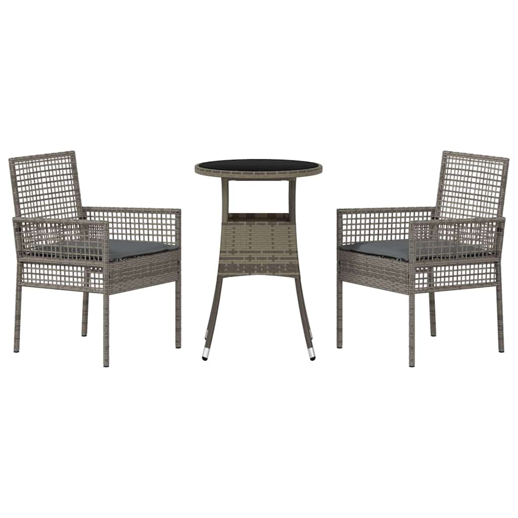 Tuin eettafelset 3 pcs Grijs poly rattan is nu te koop bij PeponiXL, paradijselijk wonen!