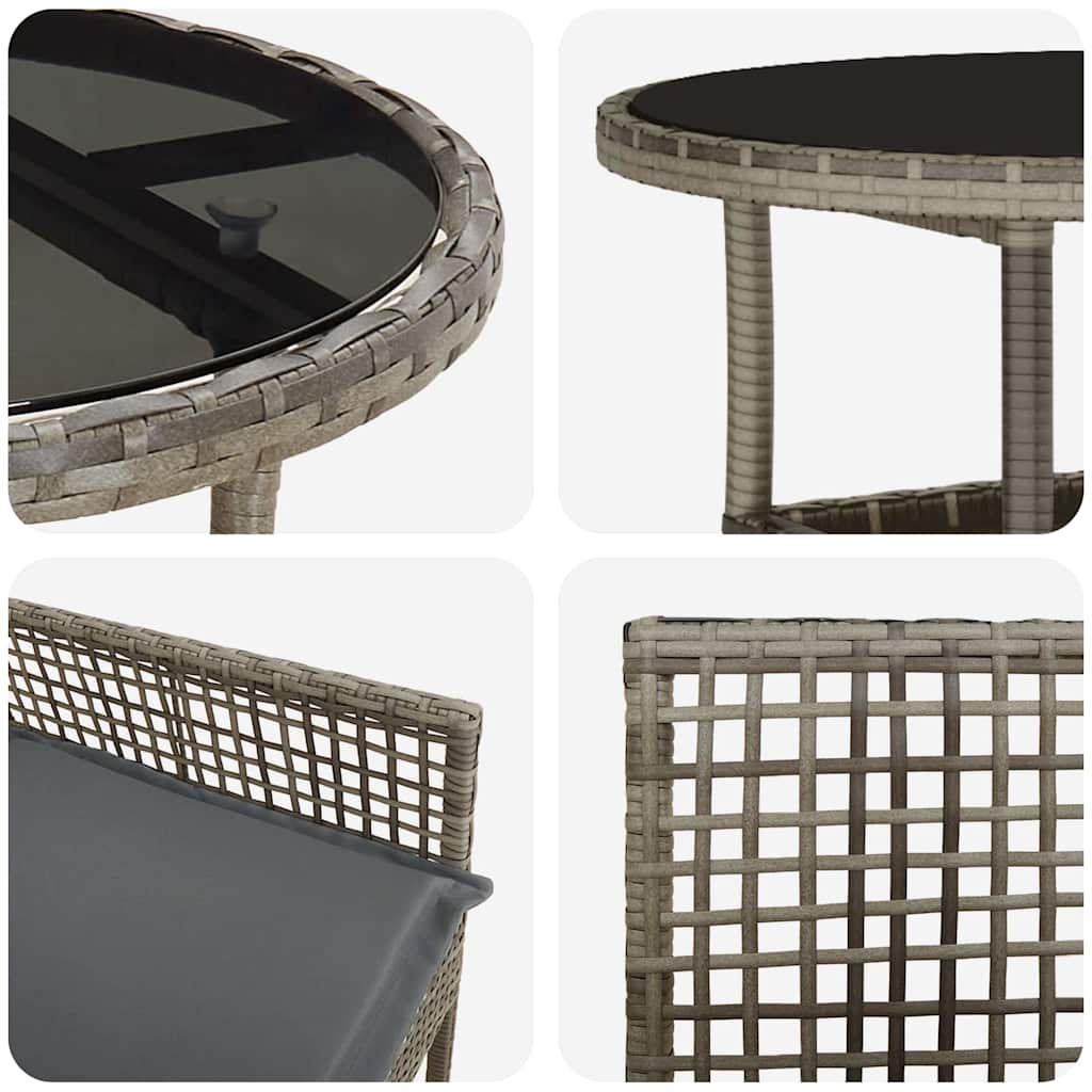 Tuin eettafelset 5 pcs Grijs poly rattan is nu te koop bij PeponiXL, paradijselijk wonen!