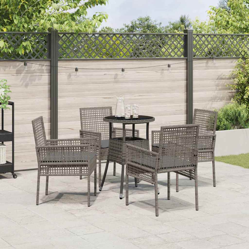 Tuin eettafelset 5 pcs Grijs poly rattan is nu te koop bij PeponiXL, paradijselijk wonen!