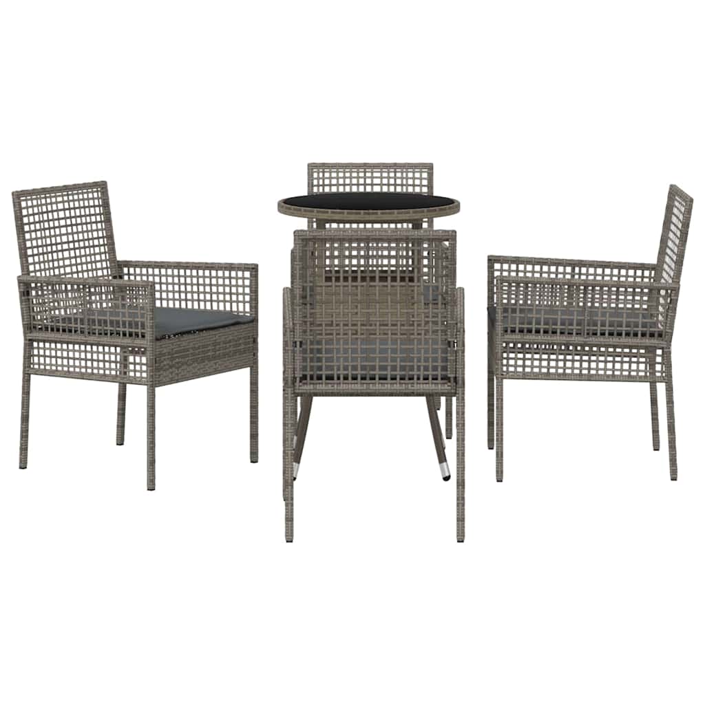 Tuin eettafelset 5 pcs Grijs poly rattan is nu te koop bij PeponiXL, paradijselijk wonen!