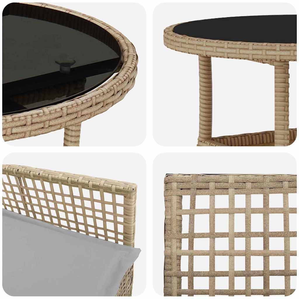 Tuin eettafelset 3 pcs Beige poly rattan is nu te koop bij PeponiXL, paradijselijk wonen!
