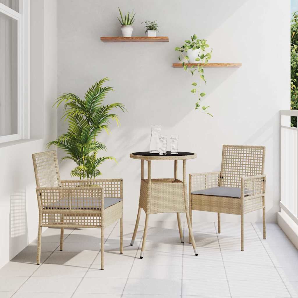 Tuin eettafelset 3 pcs Beige poly rattan is nu te koop bij PeponiXL, paradijselijk wonen!
