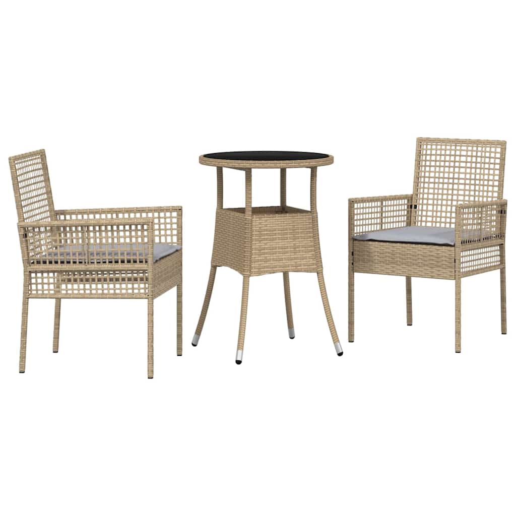 Tuin eettafelset 3 pcs Beige poly rattan is nu te koop bij PeponiXL, paradijselijk wonen!