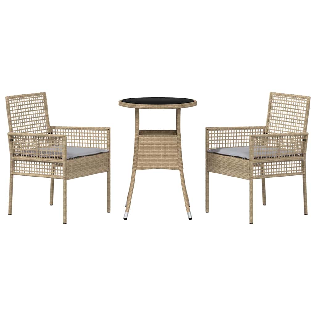 Tuin eettafelset 3 pcs Beige poly rattan is nu te koop bij PeponiXL, paradijselijk wonen!