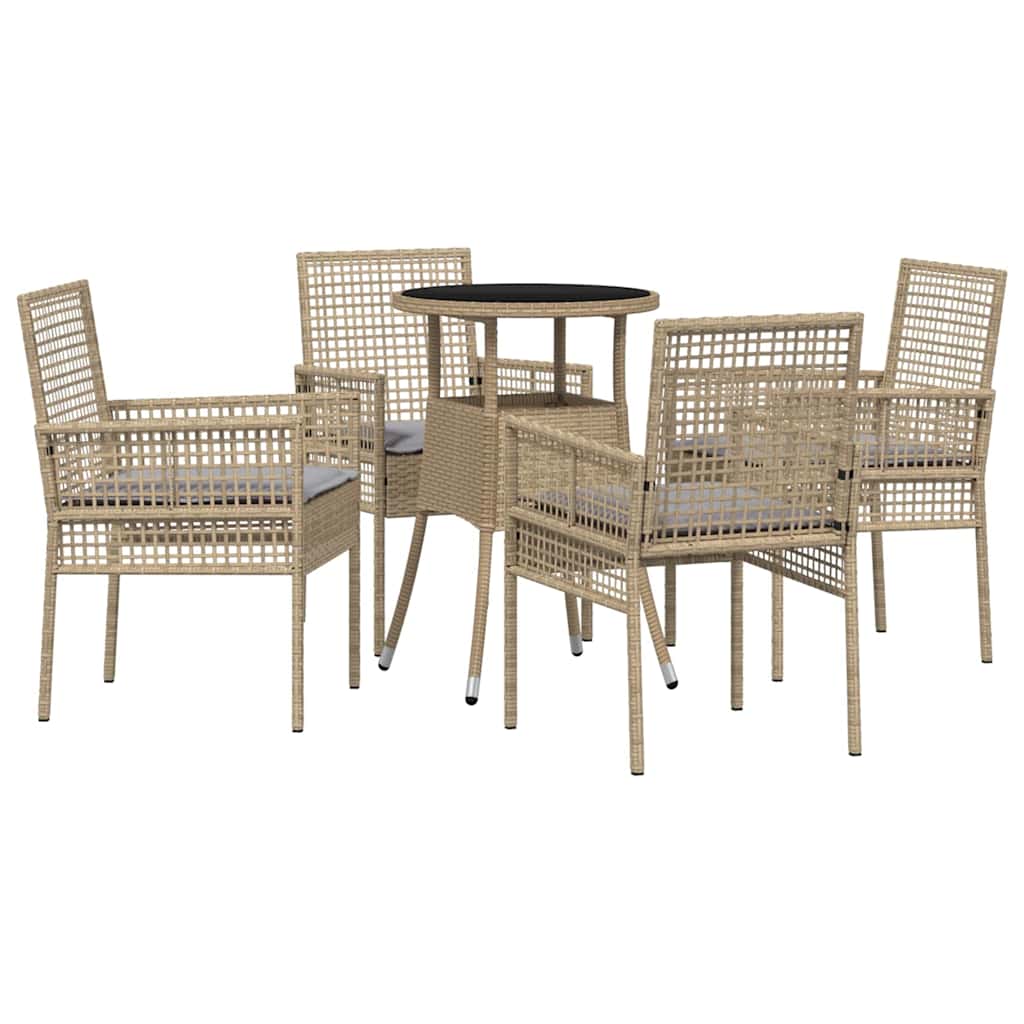 Tuin eettafelset 5 pcs Beige poly rattan is nu te koop bij PeponiXL, paradijselijk wonen!