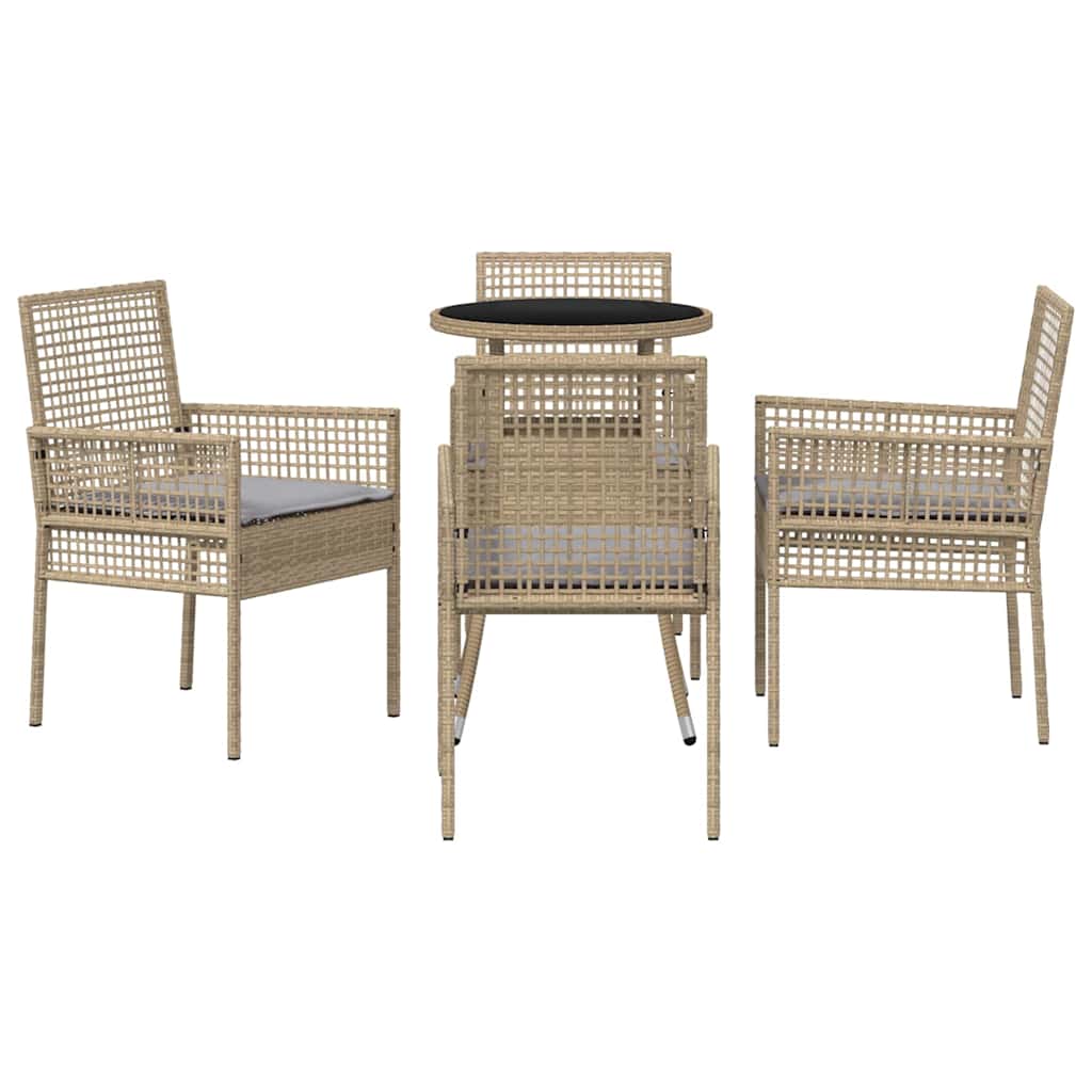 Tuin eettafelset 5 pcs Beige poly rattan is nu te koop bij PeponiXL, paradijselijk wonen!