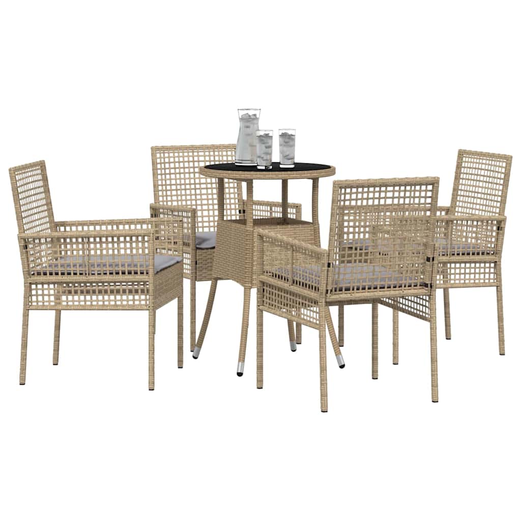 Tuin eettafelset 5 pcs Beige poly rattan is nu te koop bij PeponiXL, paradijselijk wonen!