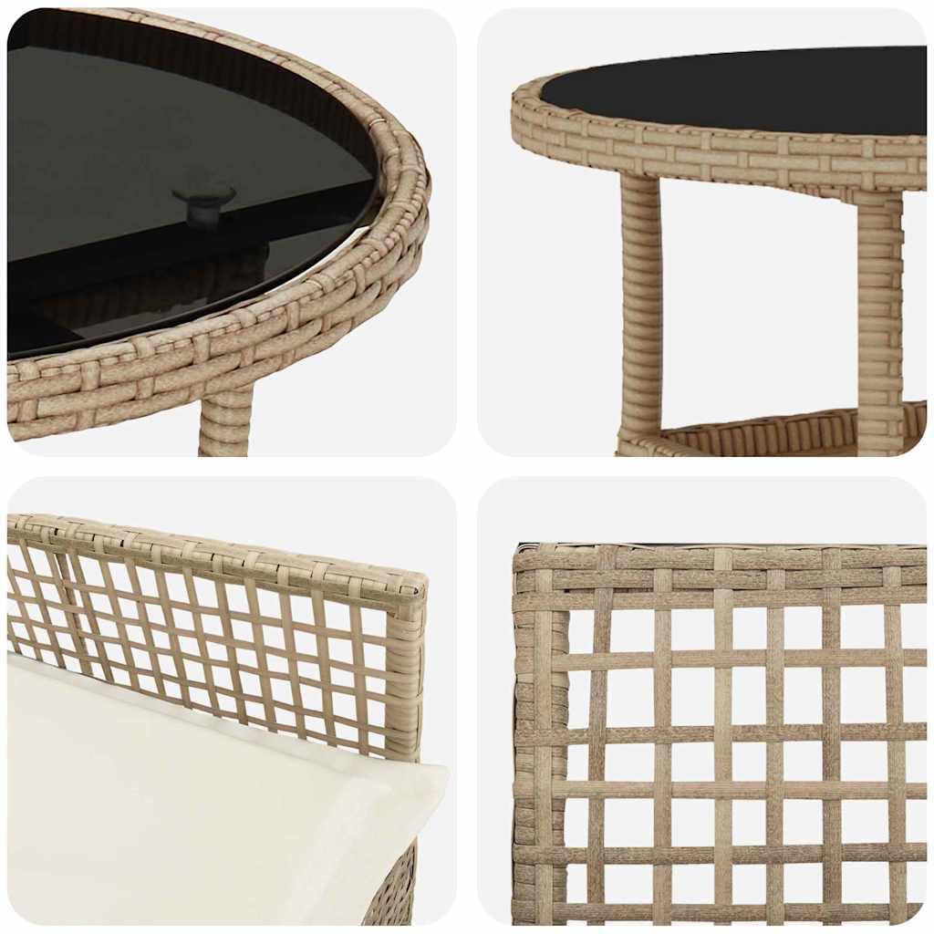 Tuin eettafelset 3 pcs Beige poly rattan is nu te koop bij PeponiXL, paradijselijk wonen!