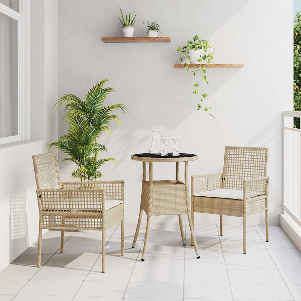 Tuin eettafelset 3 pcs Beige poly rattan is nu te koop bij PeponiXL, paradijselijk wonen!