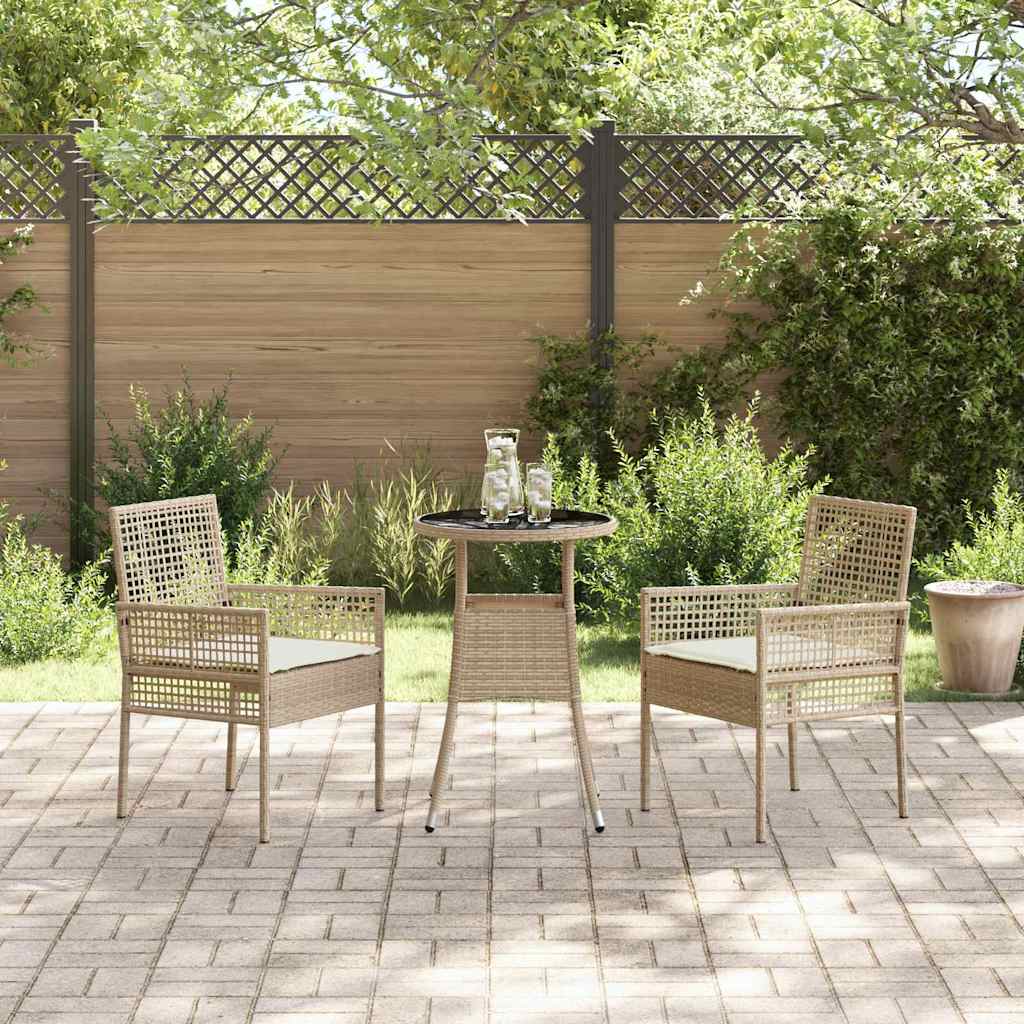 Tuin eettafelset 3 pcs Beige poly rattan is nu te koop bij PeponiXL, paradijselijk wonen!