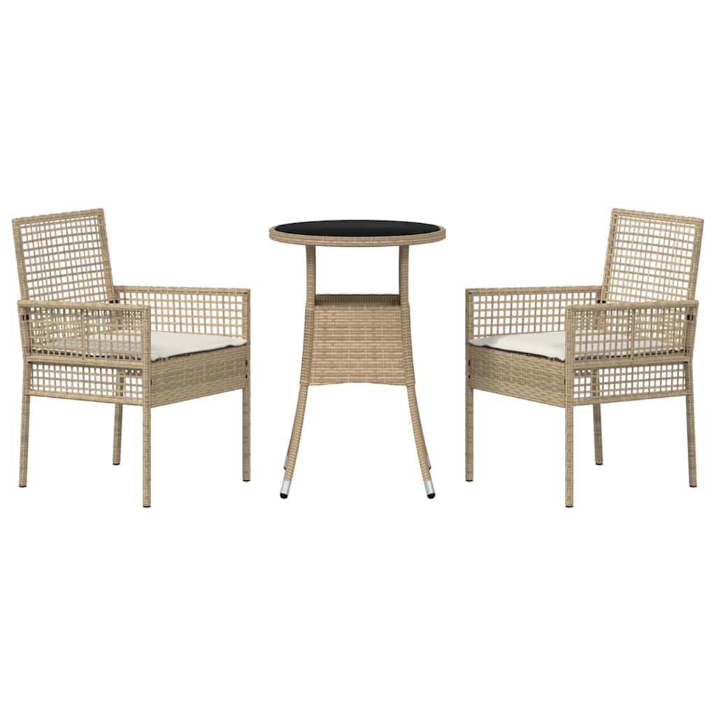 Tuin eettafelset 3 pcs Beige poly rattan is nu te koop bij PeponiXL, paradijselijk wonen!