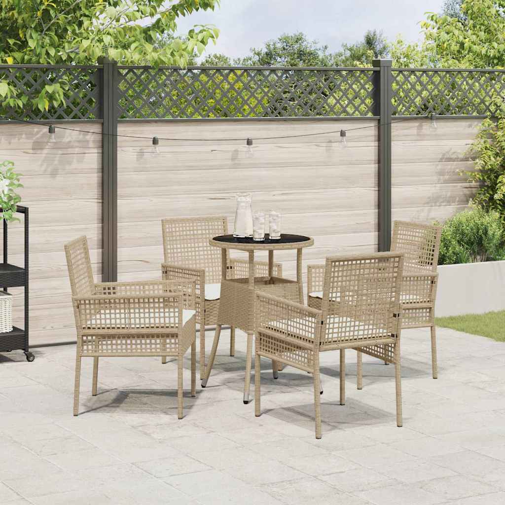 Tuin eettafelset 5 pcs Beige poly rattan is nu te koop bij PeponiXL, paradijselijk wonen!