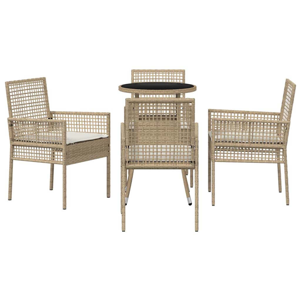 Tuin eettafelset 5 pcs Beige poly rattan is nu te koop bij PeponiXL, paradijselijk wonen!