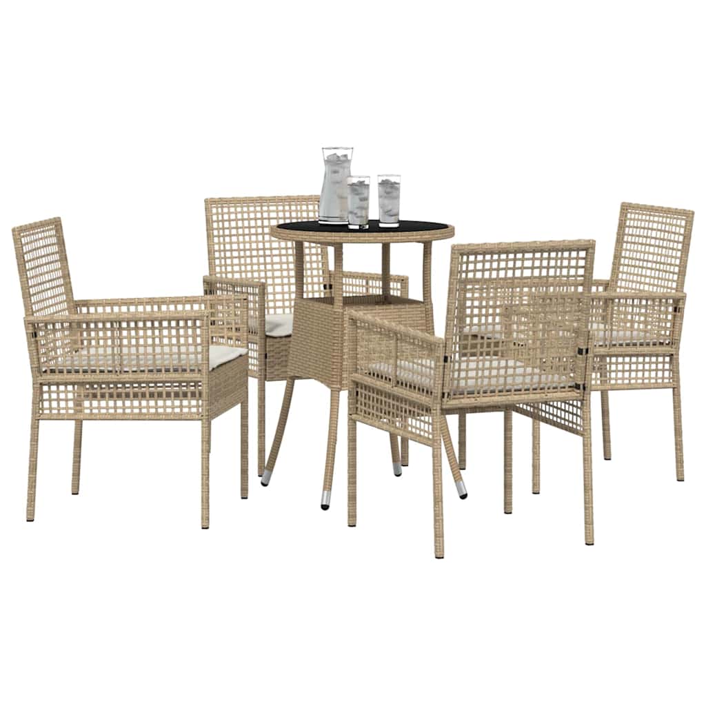 Tuin eettafelset 5 pcs Beige poly rattan is nu te koop bij PeponiXL, paradijselijk wonen!