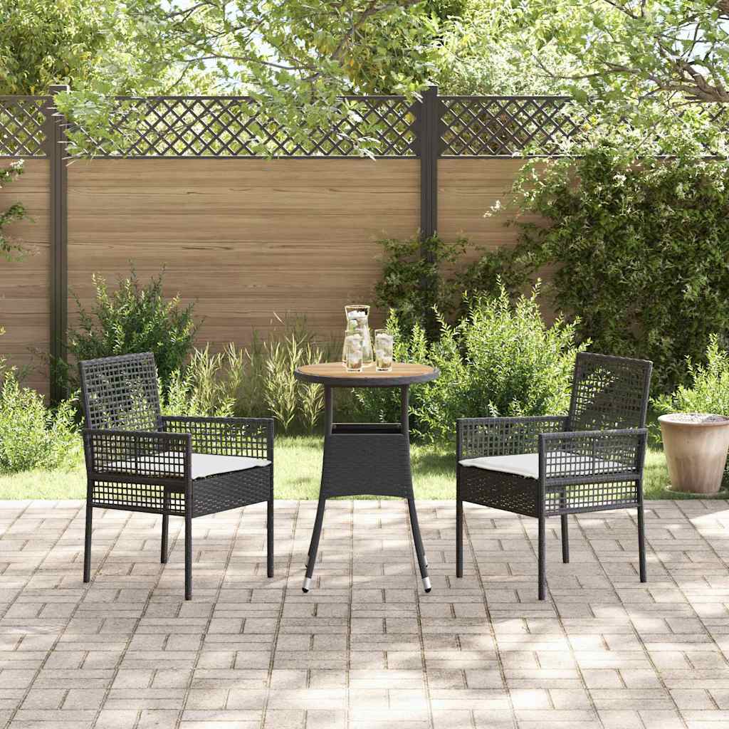 Tuin eettafelset 3 pcs Zwart poly rattan is nu te koop bij PeponiXL, paradijselijk wonen!