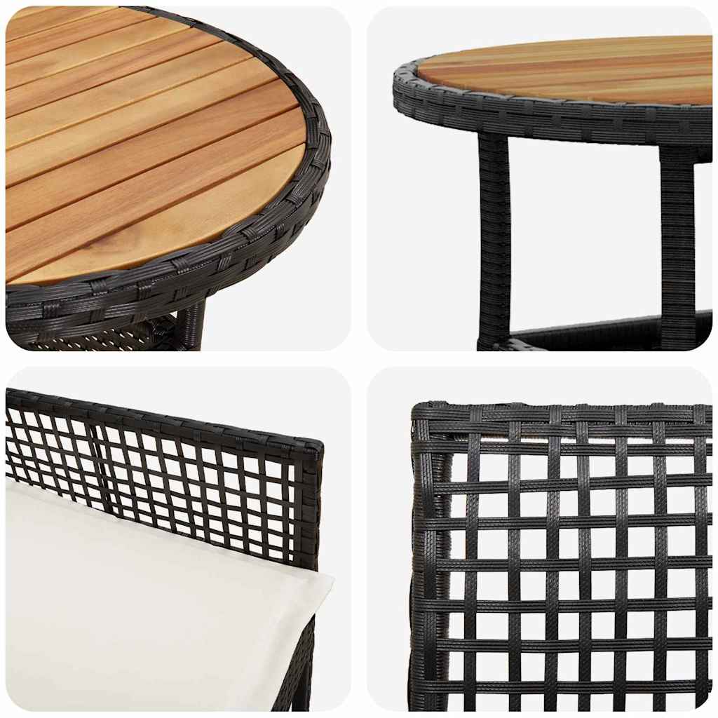 Tuin eettafelset 5 pcs Zwart poly rattan is nu te koop bij PeponiXL, paradijselijk wonen!