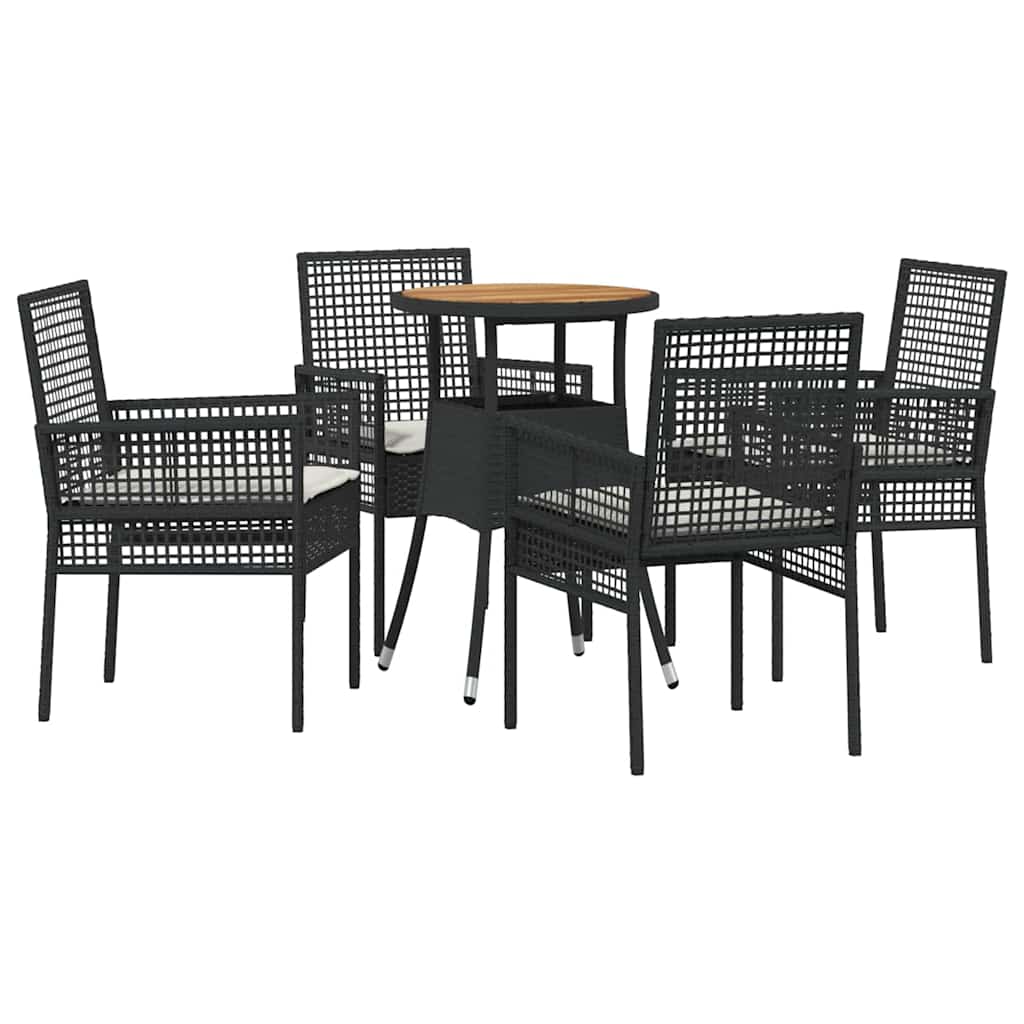 Tuin eettafelset 5 pcs Zwart poly rattan is nu te koop bij PeponiXL, paradijselijk wonen!