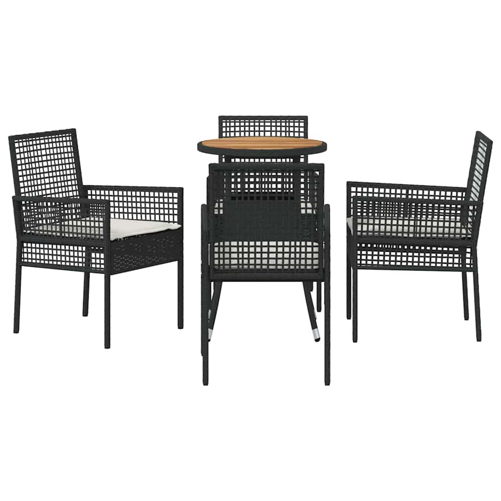 Tuin eettafelset 5 pcs Zwart poly rattan is nu te koop bij PeponiXL, paradijselijk wonen!