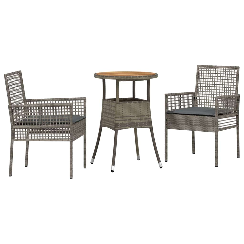 Tuin eettafelset 3 pcs Grijs poly rattan is nu te koop bij PeponiXL, paradijselijk wonen!