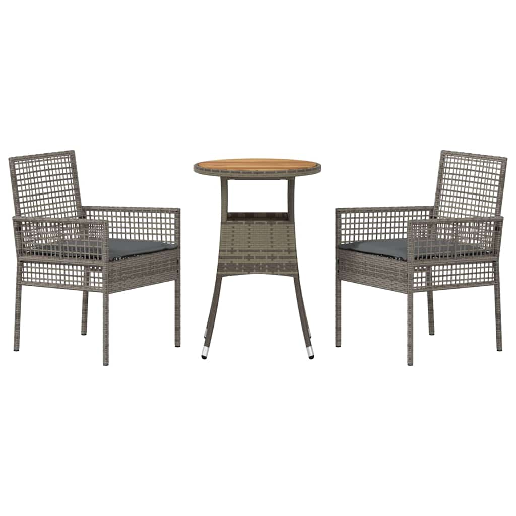 Tuin eettafelset 3 pcs Grijs poly rattan is nu te koop bij PeponiXL, paradijselijk wonen!