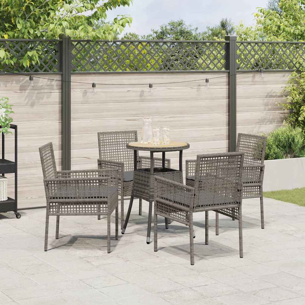 Tuin eettafelset 5 pcs Grijs poly rattan is nu te koop bij PeponiXL, paradijselijk wonen!
