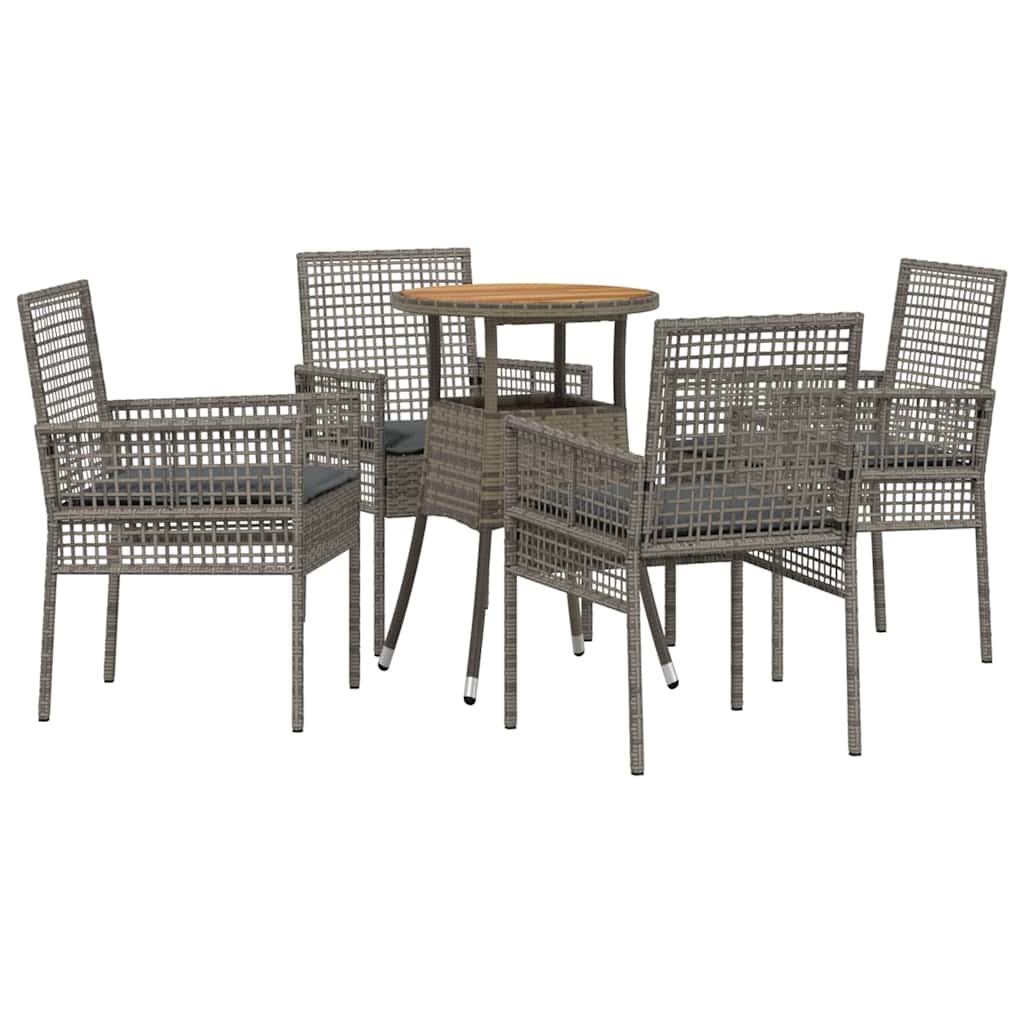 Tuin eettafelset 5 pcs Grijs poly rattan is nu te koop bij PeponiXL, paradijselijk wonen!