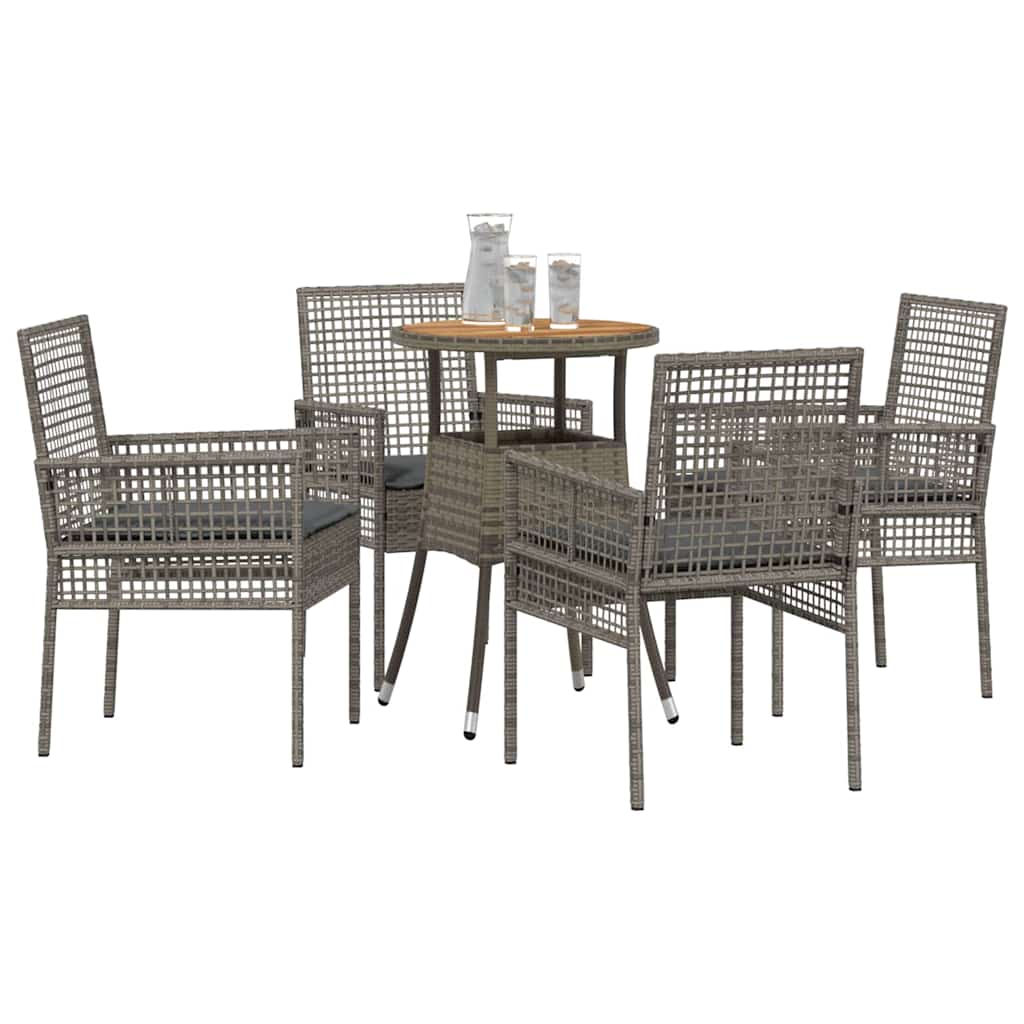 Tuin eettafelset 5 pcs Grijs poly rattan is nu te koop bij PeponiXL, paradijselijk wonen!