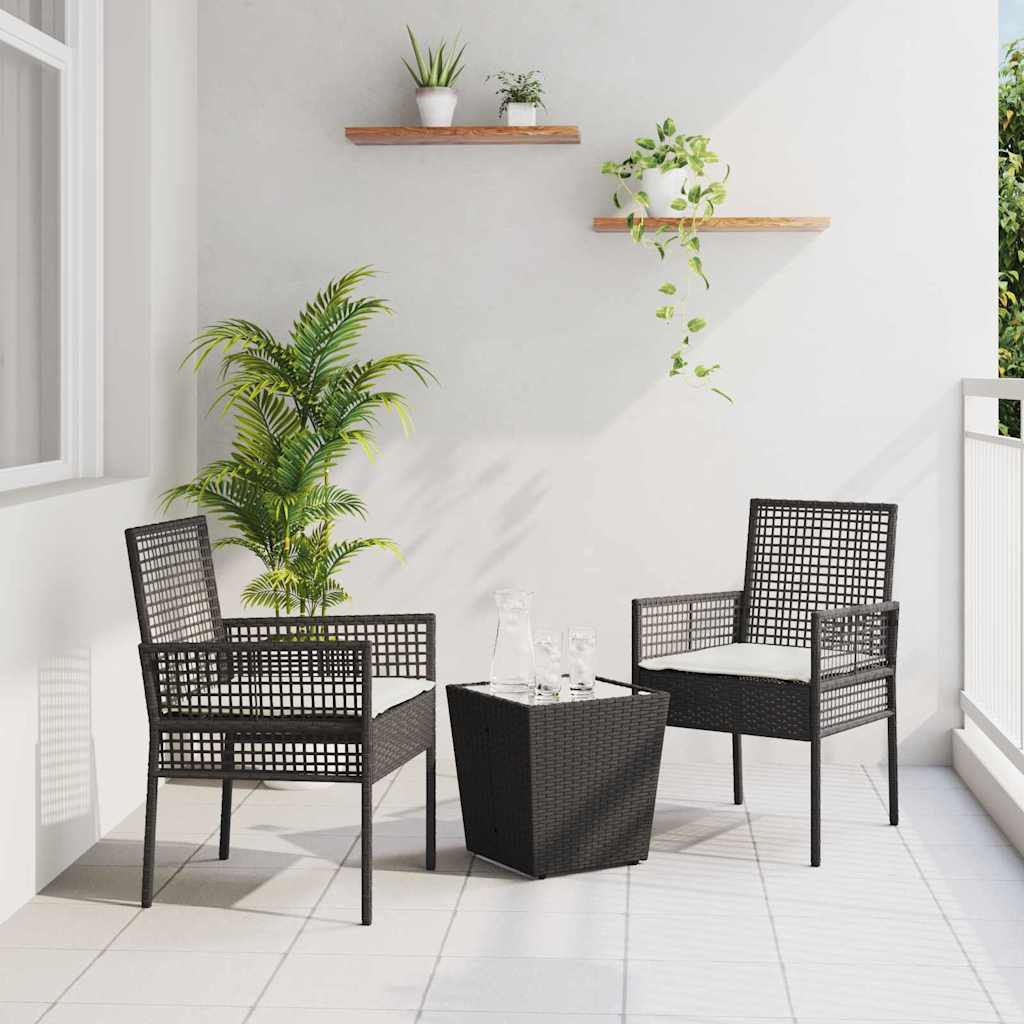 Tuin Bistro Set 3 pcs Zwart poly rattan is nu te koop bij PeponiXL, paradijselijk wonen!
